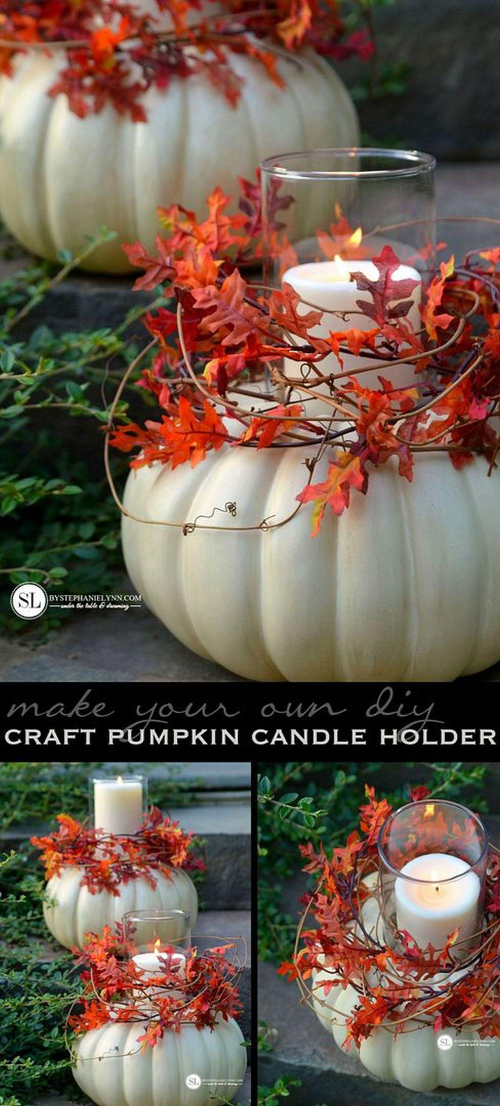 Pumpkin candleholder thanksgiving table ideas