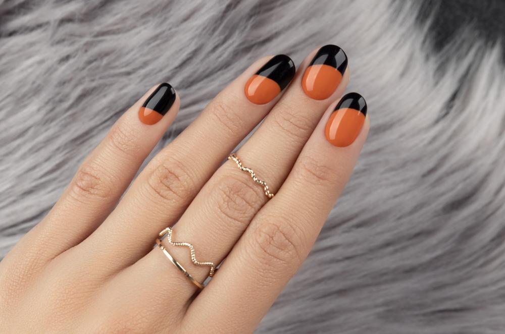 Simple black and orange nails