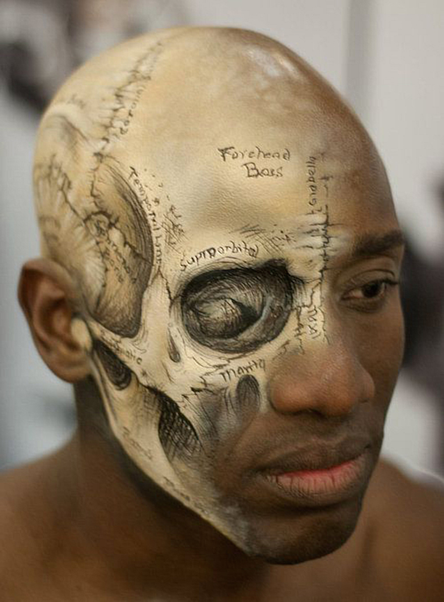 Exposed Skull Halloween Makeup