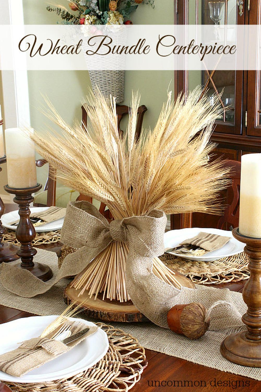 Wheat bundle thanksgiving centerpiece ideas 