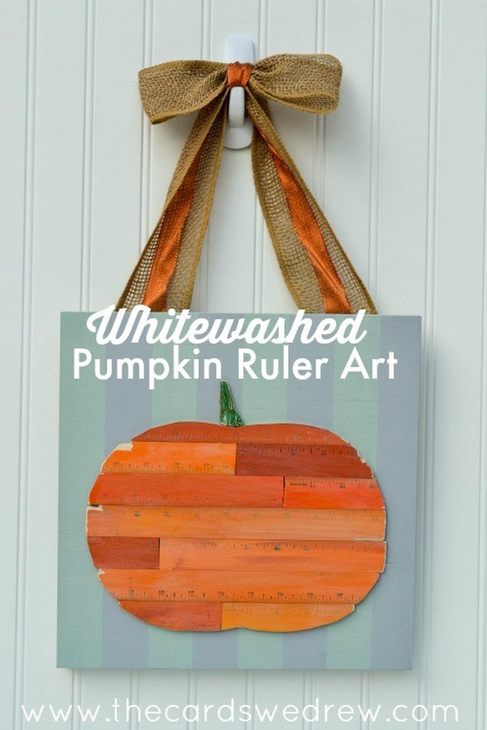 Whitewashed pumpkin ruler art happy thanksgiving sign