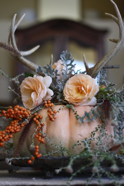 Peach and Pink Bouquet Thanksgiving Floral Centerpiece