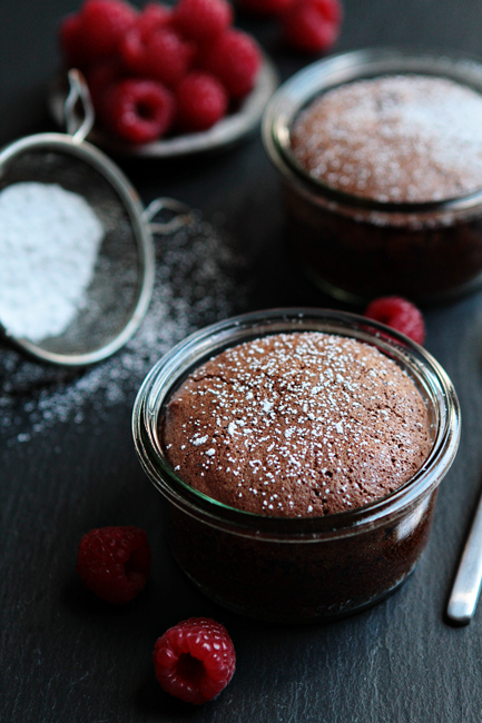 flourless chocolate cake in a jar