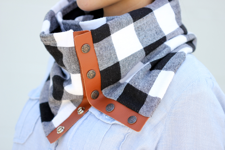 leather buffalo plaid flannel scarf