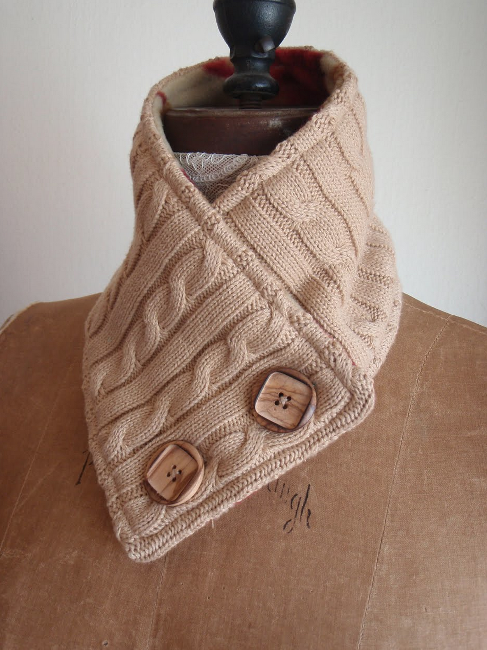 upcycled sweater cowl with buttons