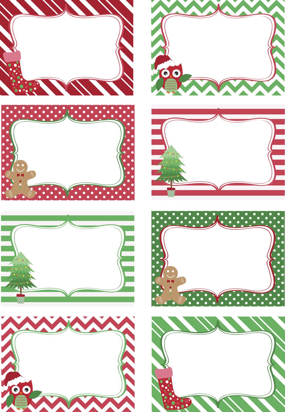 Christmas gift labels bordered tags
