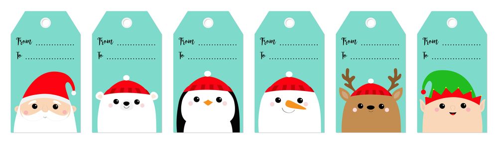 Christmas tags cute animals