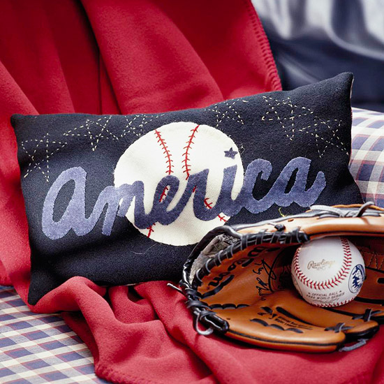 Baseball Applique Pillow - Christmas Present for Husband