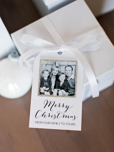 Glittered Photo Holiday Tags