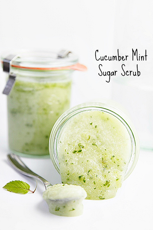 DIY cucumber mint sugar scrub