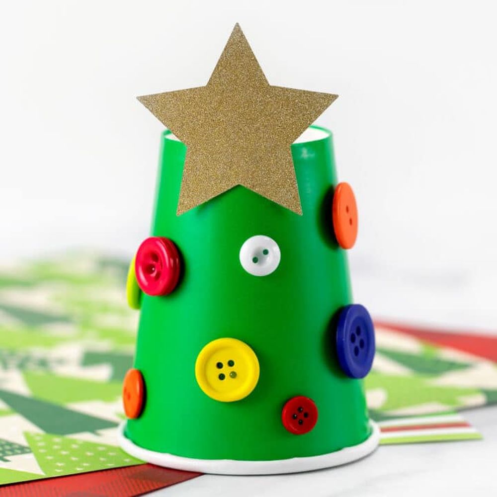 Paper cup trees preschool christmas crafts