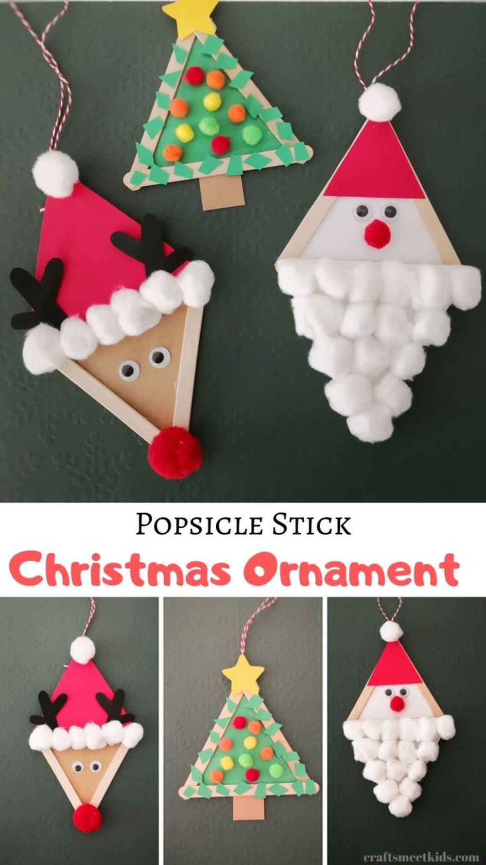 Popsicle stick ornaments christmas crafts
