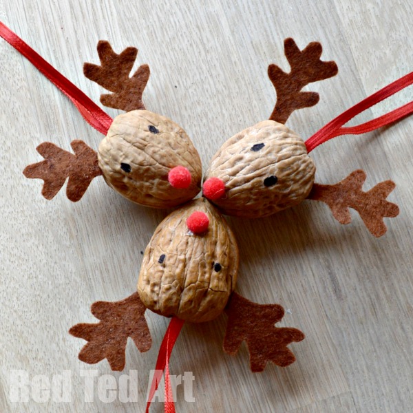 Reindeer Ornament Walnut Crafts