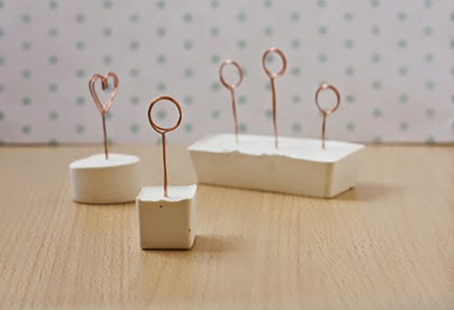copper place card holders