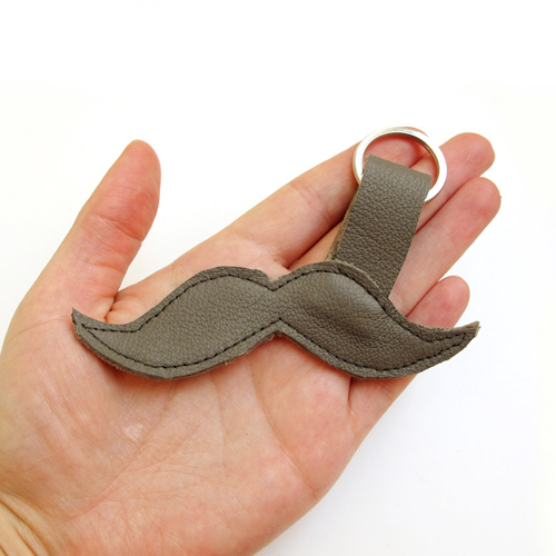 diy mustache keychain leather