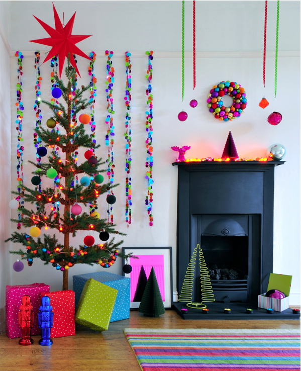 technicolor christmas tree decorations