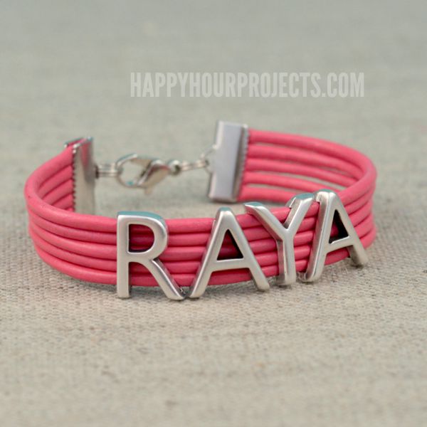 leather name bracelet