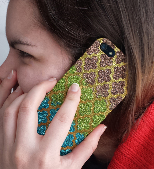 DIY Glitter Patterned Phone Case