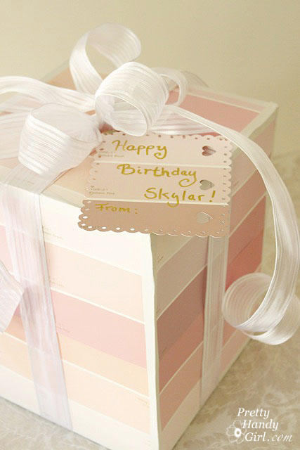 DIY Paint Chip Wrapped Gift