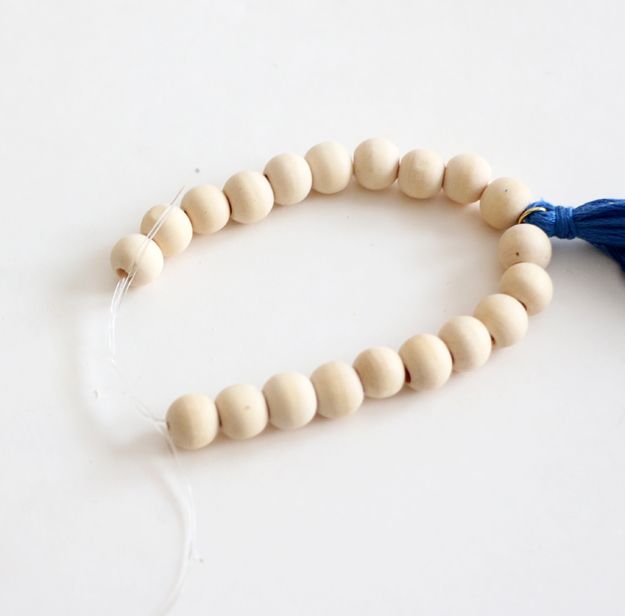 DIY Wooden Tassel Bracelet - wooden beads