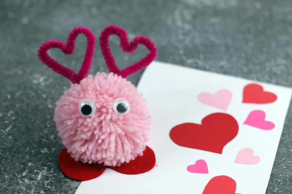 Preschool valentine crafts pom pom monsters