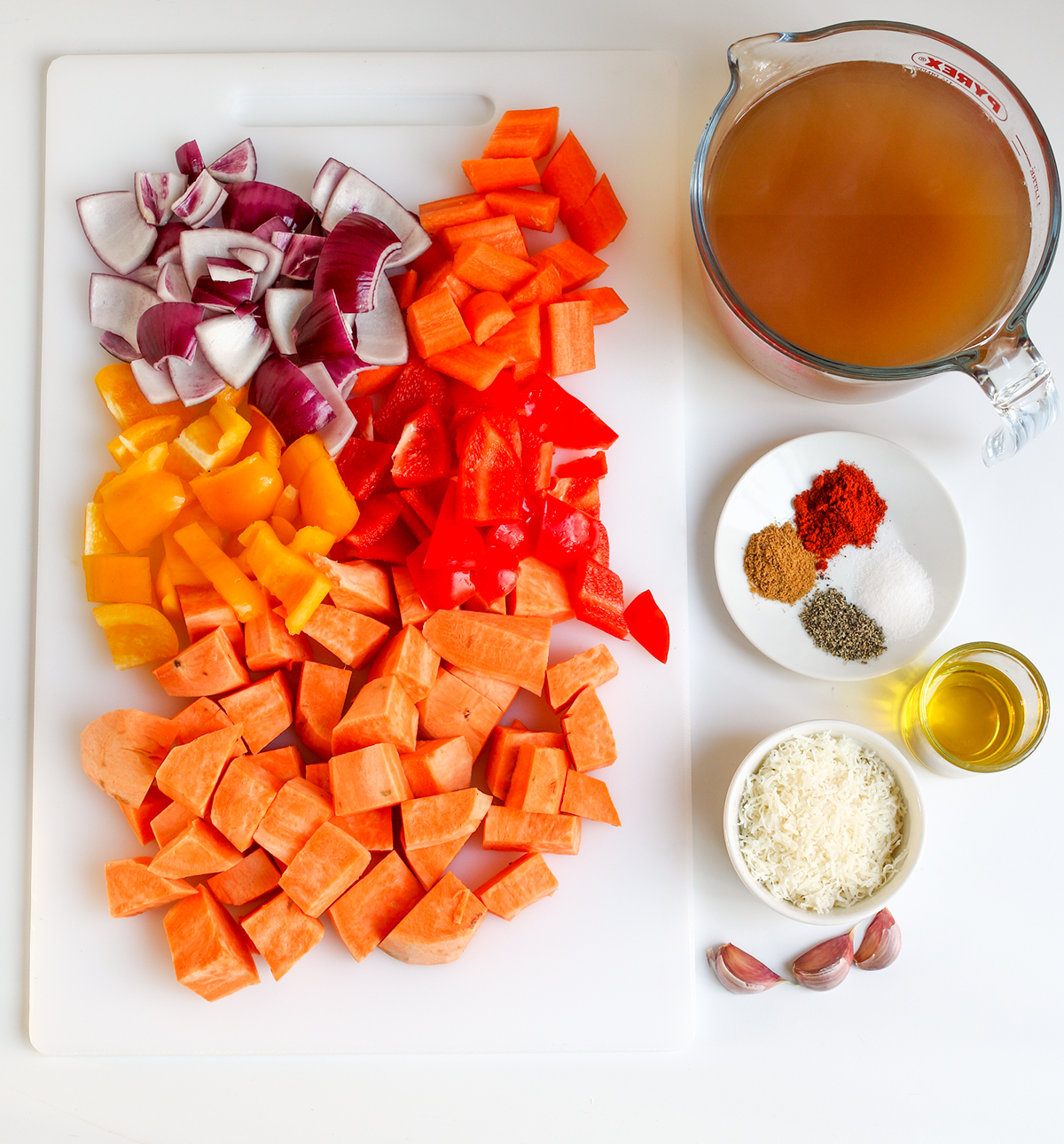 Roasted vegetable and Parmesan Soup Ingredients