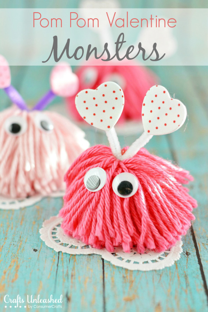 Pom-Pom Monsters - Valentine's Crafts for Kids