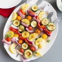 Grilled Vegetable Kabobs with Tzatziki Dip