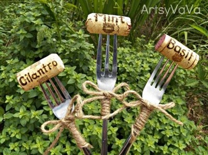 garden marker corks and forks