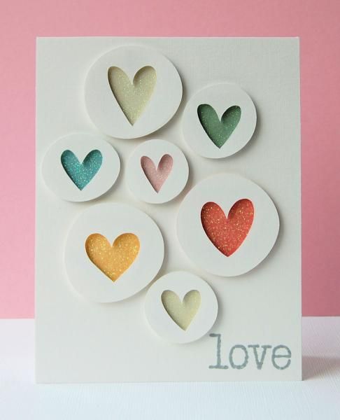 Glitter Hearts Valentine's Day Card Ideas