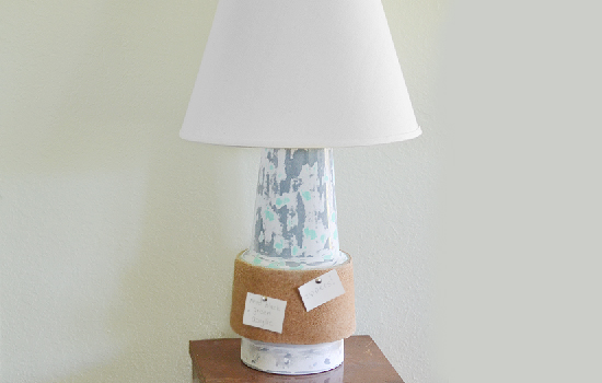 lamp with cork board