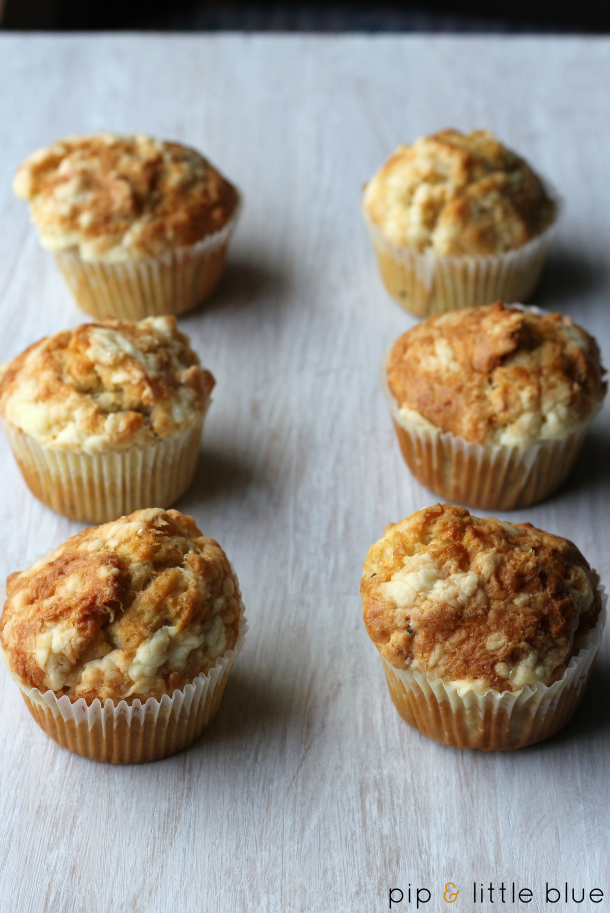 Bacon, cheese & onion breakfast muffins