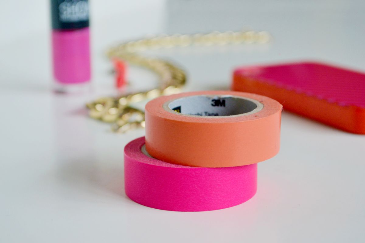 Colorblocked sideways french manicure tape