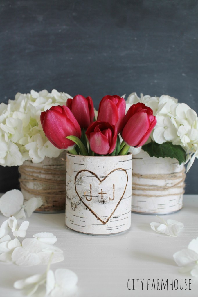 DIY birch flower vases