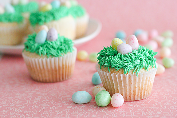 Easter grass cupcakes