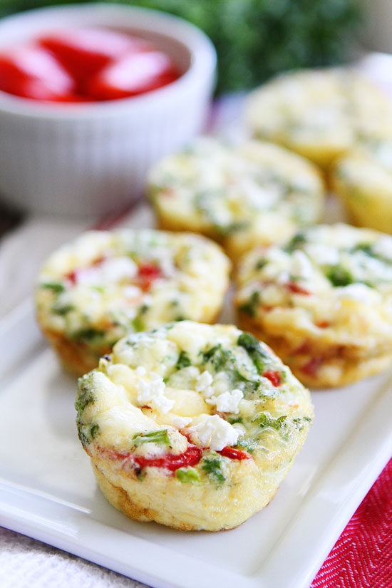 Egg muffins with kale roasted red pepper and feta 1