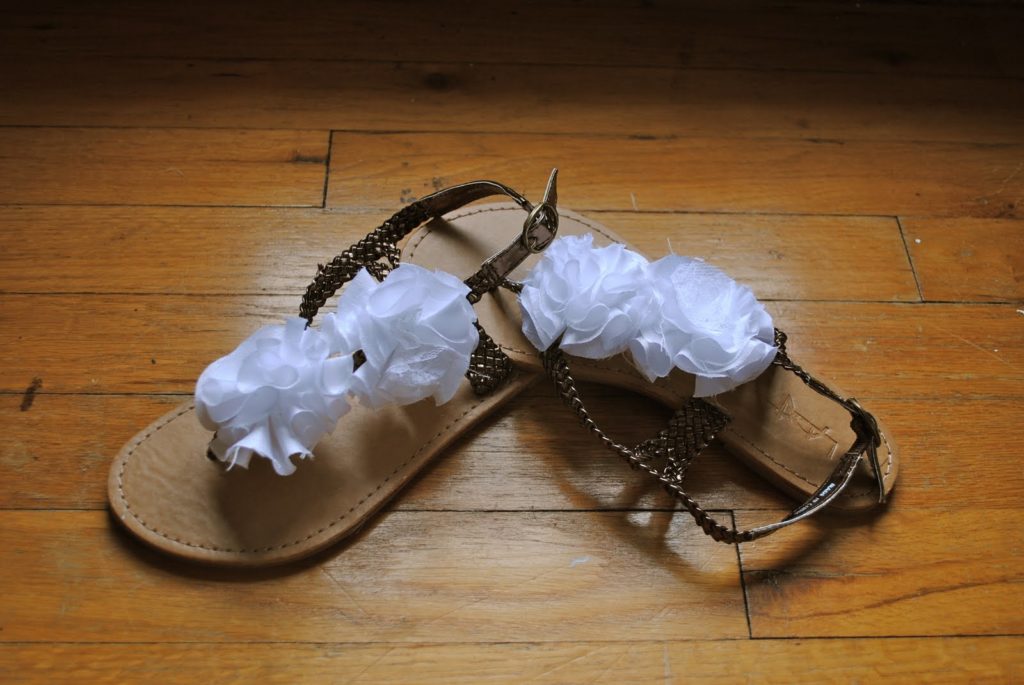 Fabric flower sandals
