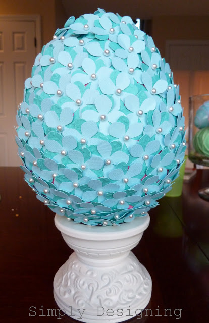 Flowered egg and stand centrepiece