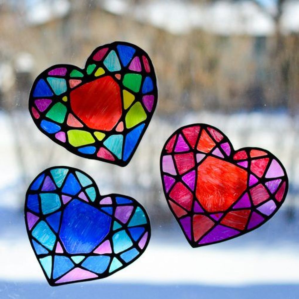 Heart suncatchers valentine's day art