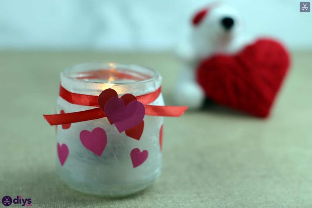 Mason jar candle holder diy valentine crafts