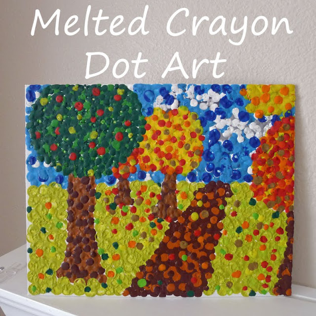 Melted crayong dot art