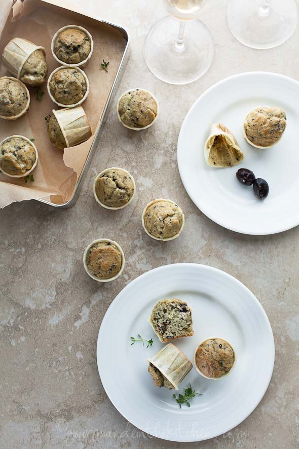 Olive thyme mini muffins on gourmandeinthekitchen com paleo glutenfree