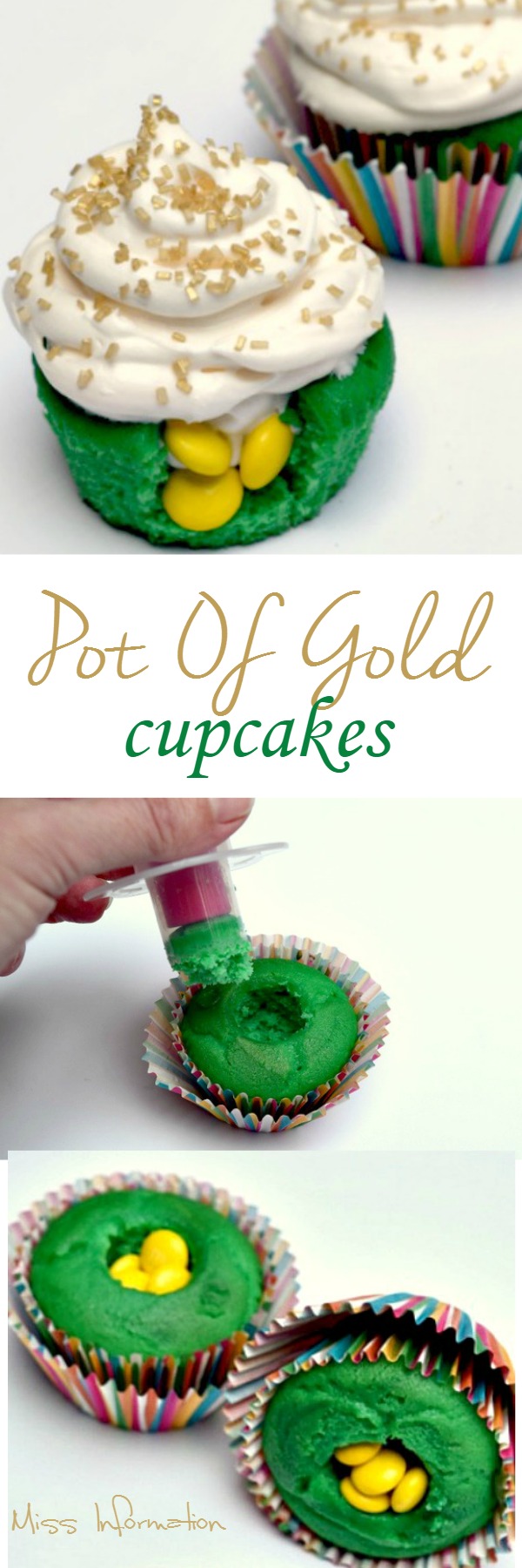 Smartie pot of gold cupcakes
