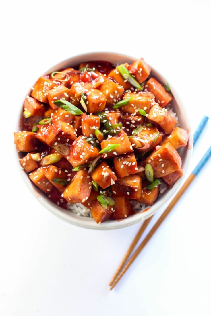 Tofu And Rice (Recipe) with Sweet and Sour Blood Orange Sauce