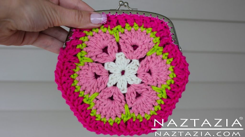 Crochet granny square purse
