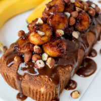 Cropped banana bread with burnt caramel bananas and hazelnuts finished tall jpg
