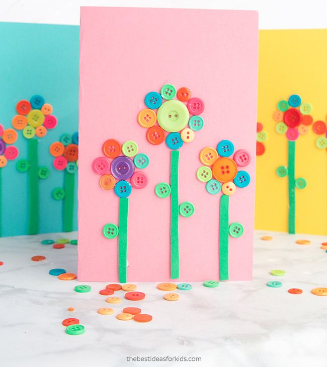 Button Flower Art - DIY Easter Crafts for Kids