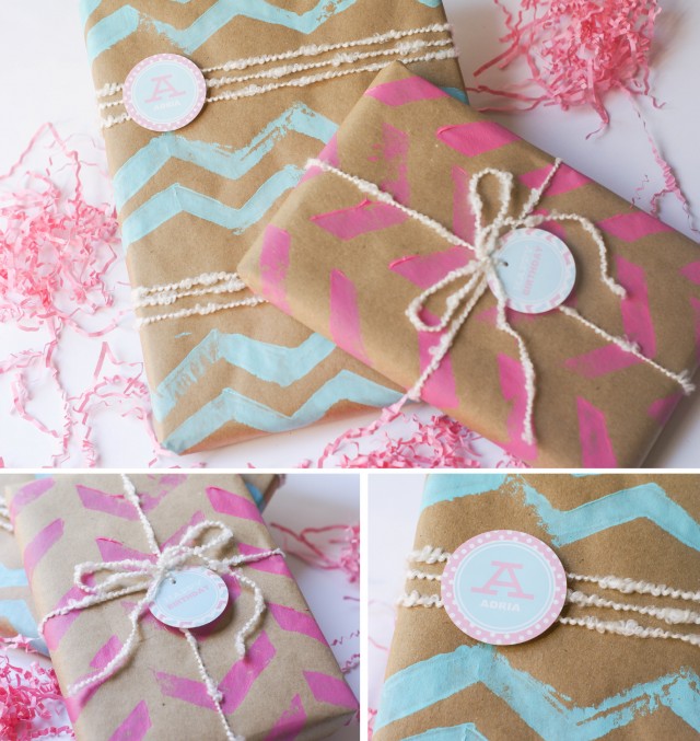 Diy chevron wrapping paper stamp