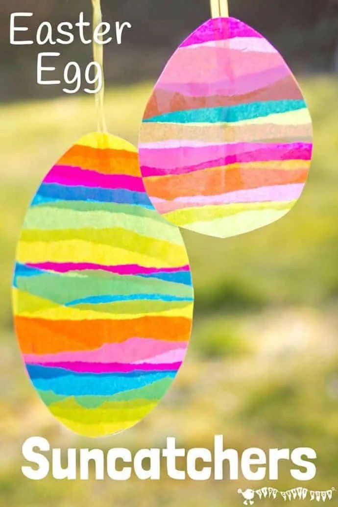 Egg Suncatchers with Tissue Paper - Easter Crafts for Kindergarten