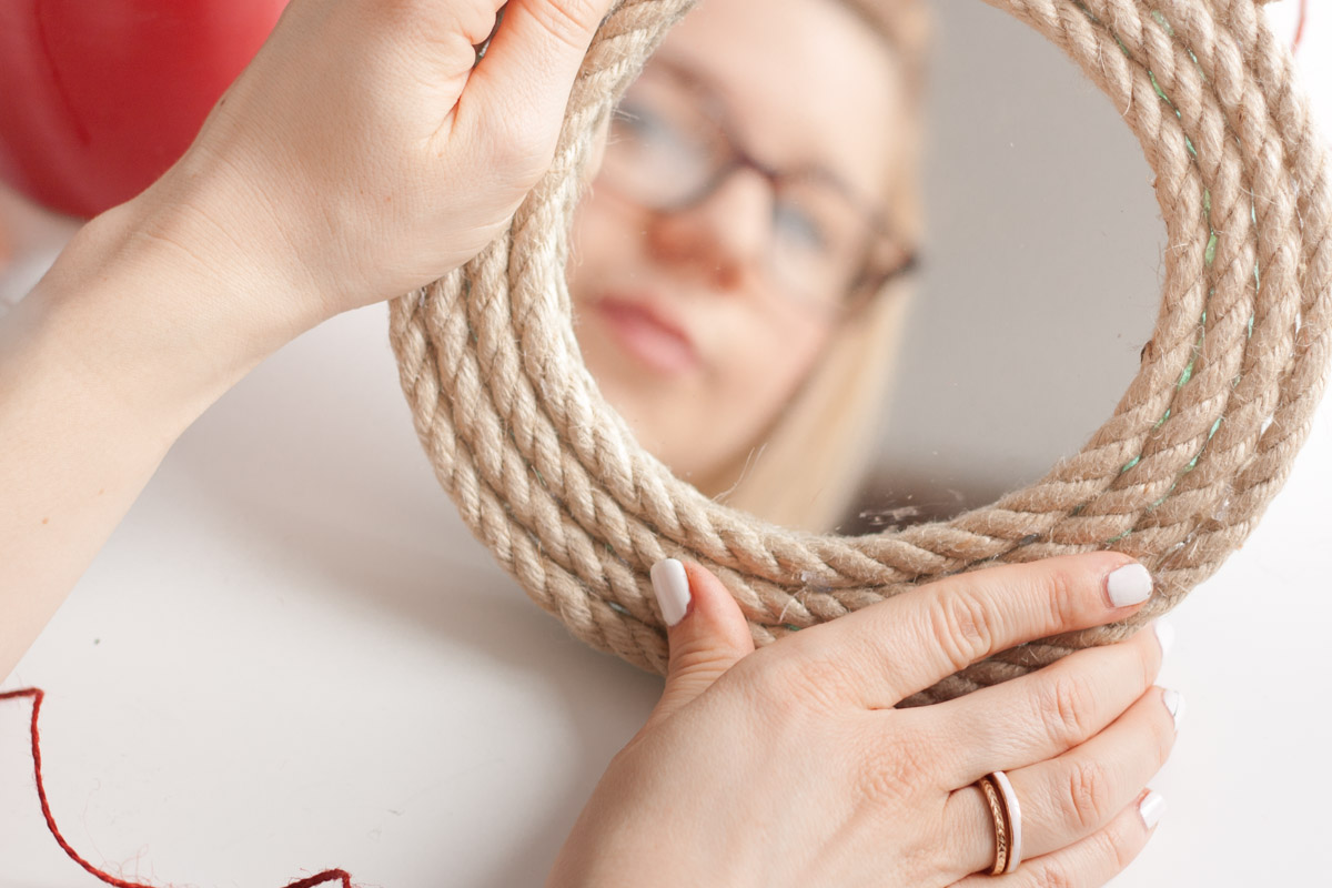 Diy upcycle rope mirror round set